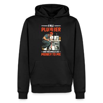Je suis plombier et ça sent l’argent pour moi 2 - Sweat à capuche Premium bio Homme - noir - Devant - Nico (187cm)