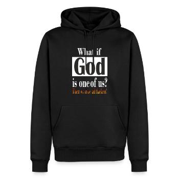 SI DIEU EST L’UN DE NOUS - cadre et flamme - Sweat à capuche Premium bio Homme - noir - Devant - Nico (187cm)