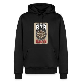 Dart & Bier Lustiger Darts Spruch - Männer Premium Bio Hoodie - Schwarz - Vorne - Nico (187cm)