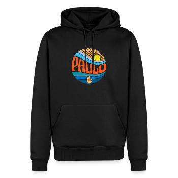 Paulo Hemd Vintage Sonnenuntergang Paulo Groovy Tie Dye - Männer Premium Bio Hoodie - Schwarz - Vorne - Nico (187cm)