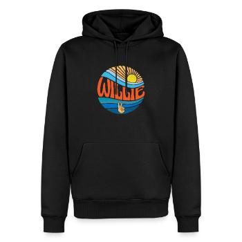 Willie Hemd Vintage Sonnenuntergang Willie Groovy Batikfarbe - Männer Premium Bio Hoodie - Schwarz - Vorne - Nico (187cm)