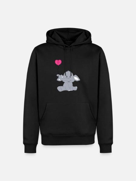 Bébé éléphant avec montgolfière coeur - Sweat à capuche Premium bio Homme - noir
