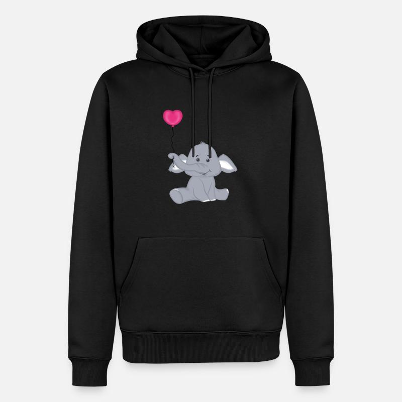 Baby Elefant mit Herz Luftbalon - Männer Premium Bio Hoodie - Schwarz