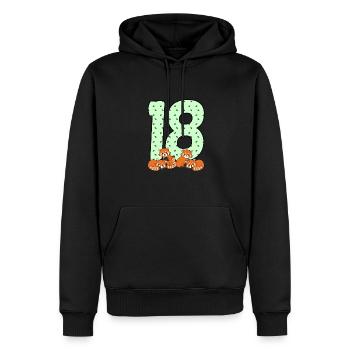 18th birthday - Men’s Premium Organic Hoodie - black - Front - Nico (187cm)