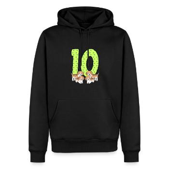 10e anniversaire - Sweat à capuche Premium bio Homme - noir - Devant - Nico (187cm)