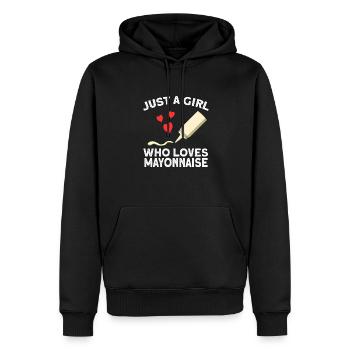 La fille aime le cadeau de mayonnaise - Sweat à capuche Premium bio Homme - noir - Devant - Nico (187cm)