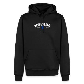 Nevada - Männer Premium Bio Hoodie - Schwarz - Vorne - Nico (187cm)
