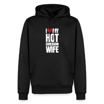 Oregon - Männer Premium Bio Hoodie - Schwarz - Vorne - Nico (187cm)