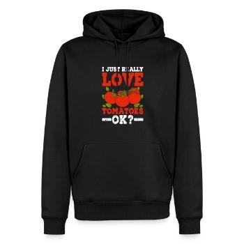 Tomate - Männer Premium Bio Hoodie - Schwarz - Vorne - Nico (187cm)