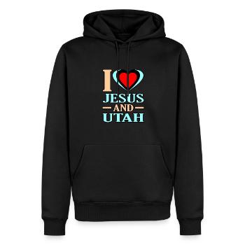 Aimer Jésus et Utah Gift - Sweat à capuche Premium bio Homme - noir - Devant - Nico (187cm)