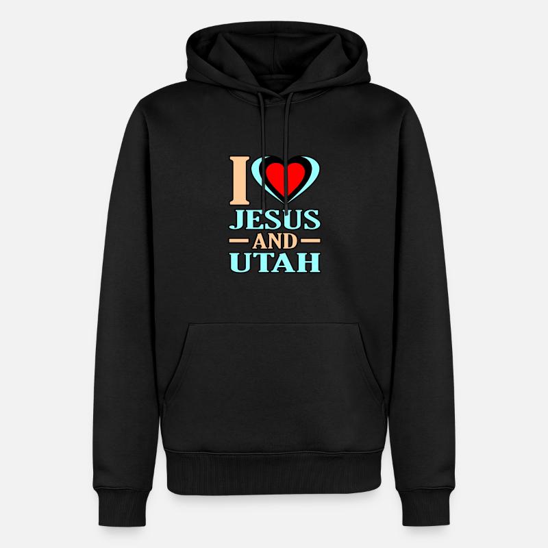 Liebe Jesus Und Utah Geschenk - Männer Premium Bio Hoodie - Schwarz