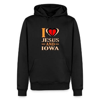 Aimer Jésus et le cadeau de l’Iowa - Sweat à capuche Premium bio Homme - noir - Devant - Nico (187cm)
