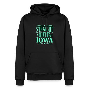 Directement de Iowa Gift - Sweat à capuche Premium bio Homme - noir - Devant - Nico (187cm)