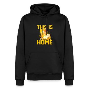 Accueil Louisiane Cadeau - Sweat à capuche Premium bio Homme - noir - Devant - Nico (187cm)