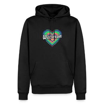 Buntes Herz geschenk Wisconsins - Männer Premium Bio Hoodie - Schwarz - Vorne - Nico (187cm)