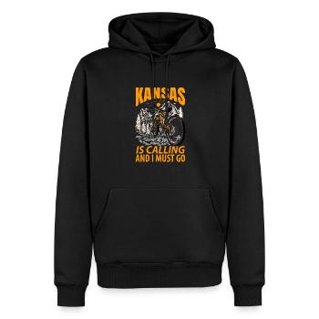 Cadeau de voyage au Kansas - Sweat à capuche Premium bio Homme - noir - Devant - Nico (187cm)