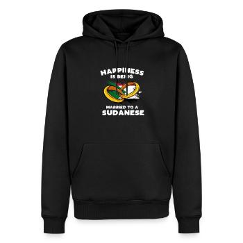 Glücklich ist, wer mit einem Sudanesen verheiratet - Männer Premium Bio Hoodie - Schwarz - Vorne - Nico (187cm)