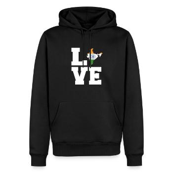 Cadeau Love India - Sweat à capuche Premium bio Homme - noir - Devant - Nico (187cm)