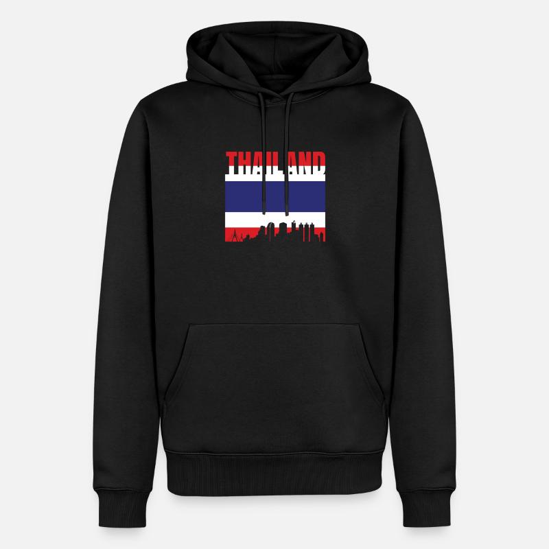 Thaïlande Drapeau Skyline Cadeau - Sweat à capuche Premium bio Homme - noir