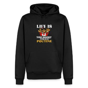 Kanadische Poutine Pommes Frites Mittagessen - Männer Premium Bio Hoodie - Schwarz - Vorne - Nico (187cm)