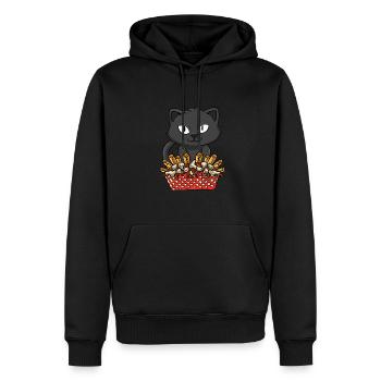 Kanadische Poutine Pommes Frites Mittagessen - Männer Premium Bio Hoodie - Schwarz - Vorne - Nico (187cm)