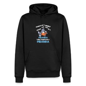 Piranha Geschenk - Männer Premium Bio Hoodie - Schwarz - Vorne - Nico (187cm)