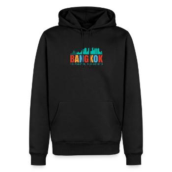 Bangkok - Sweat à capuche Premium bio Homme - noir - Devant - Nico (187cm)