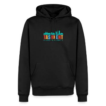 Tachkent - Sweat à capuche Premium bio Homme - noir - Devant - Nico (187cm)