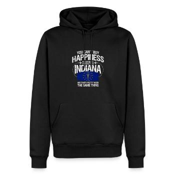 Indiana - Männer Premium Bio Hoodie - Schwarz - Vorne - Nico (187cm)