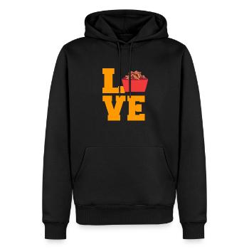 Kanadische Poutine Pommes Frites Mittagessen - Männer Premium Bio Hoodie - Schwarz - Vorne - Nico (187cm)