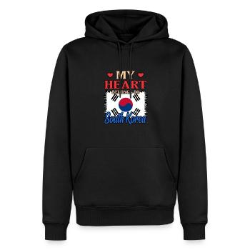 Süd Korea - Männer Premium Bio Hoodie - Schwarz - Vorne - Nico (187cm)
