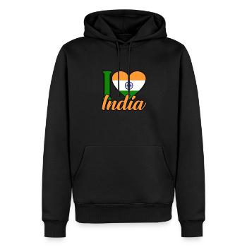 Indien - Männer Premium Bio Hoodie - Schwarz - Vorne - Nico (187cm)