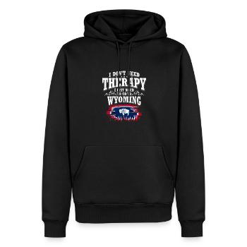 Wyoming - Männer Premium Bio Hoodie - Schwarz - Vorne - Nico (187cm)