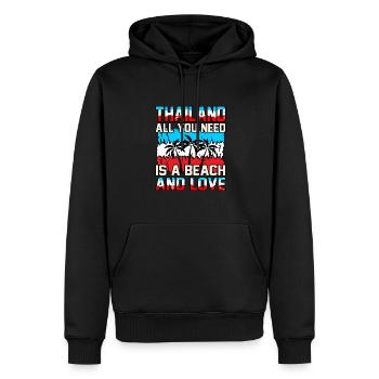 Thaïlande - Sweat à capuche Premium bio Homme - noir - Devant - Nico (187cm)