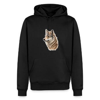 Wolf - Men’s Premium Organic Hoodie - black - Front - Nico (187cm)