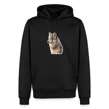 Wolf - Men’s Premium Organic Hoodie - black - Front - Nico (187cm)