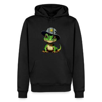 Lizzard w. Bucket-Hat - Männer Premium Bio Hoodie - Schwarz - Vorne - Nico (187cm)