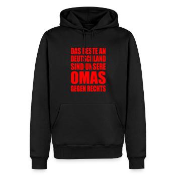 beste an deutschland sind unsere omas gegen rechts - Männer Premium Bio Hoodie - Schwarz - Vorne - Nico (187cm)