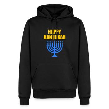 HAPPY HANUKKAH - Sweat à capuche Premium bio Homme - noir - Devant - Nico (187cm)