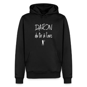 Daron du tir à l'arc t-shirt homme jeu de mots - Sweat à capuche Premium bio Homme - noir - Devant - Nico (187cm)