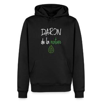 Daron de la nature t-shirt naturopathe - Sweat à capuche Premium bio Homme - noir - Devant - Nico (187cm)
