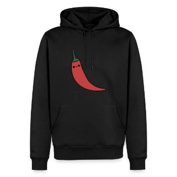 Süße Kawaii Chili Pepper - Männer Premium Bio Hoodie - Schwarz - Vorne - Nico (187cm)