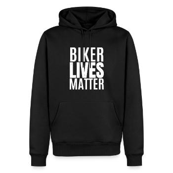 biker lives matter - Sweat à capuche Premium bio Homme - noir - Devant - Nico (187cm)