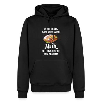 Ja ich rieche nach Knoblauch - Männer Premium Bio Hoodie - Schwarz - Vorne - Nico (187cm)