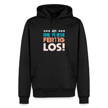 An Die Fliese, Fertig, Los! - Männer Premium Bio Hoodie - Schwarz - Vorne - Nico (187cm)