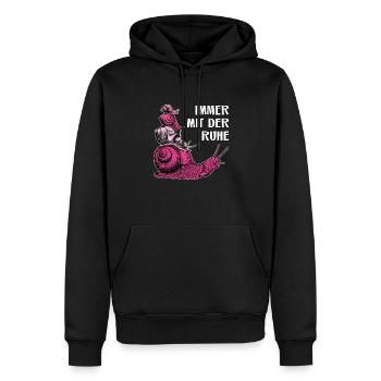Immer mit der Ruhe vier Schnecken und Spruch - Männer Premium Bio Hoodie - Schwarz - Vorne - Nico (187cm)