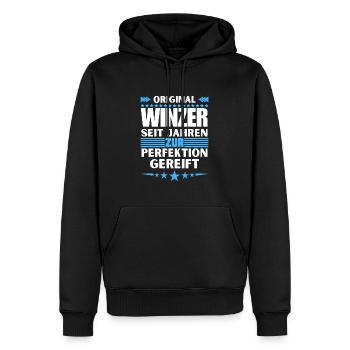 Winemakers matured to perfection - Men’s Premium Organic Hoodie - black - Front - Nico (187cm)