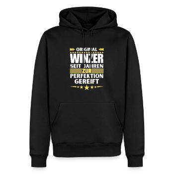 Winemakers matured to perfection - Men’s Premium Organic Hoodie - black - Front - Nico (187cm)