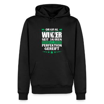 Des vignerons mûris à la perfection - Sweat à capuche Premium bio Homme - noir - Devant - Nico (187cm)