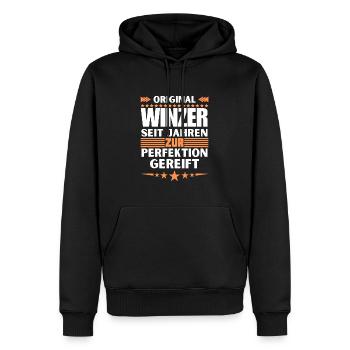 Des vignerons mûris à la perfection - Sweat à capuche Premium bio Homme - noir - Devant - Nico (187cm)